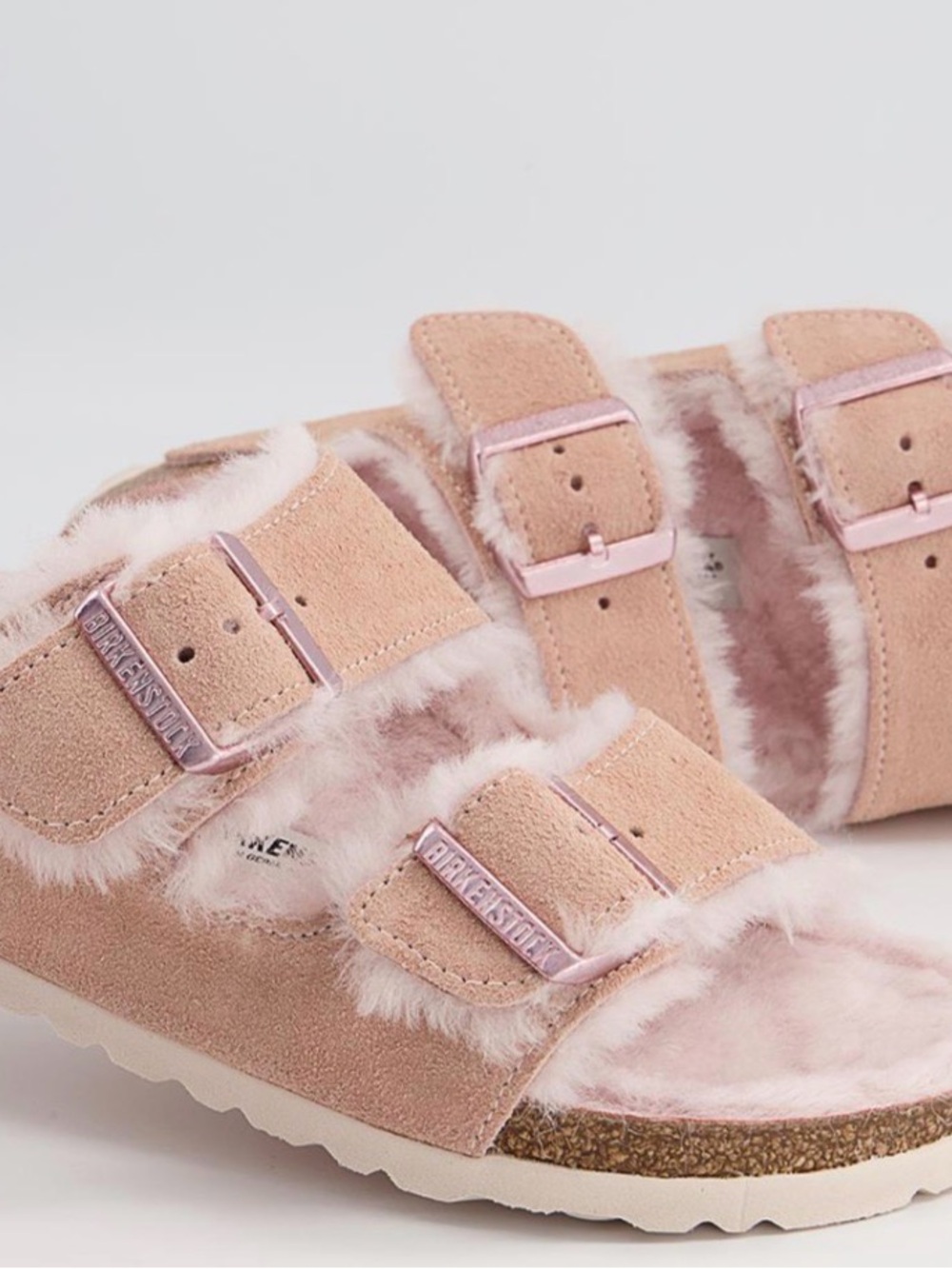 Birkenstock Blush Pink Suede Shearling Arizona Sandal 40 / womens US 9-9.5